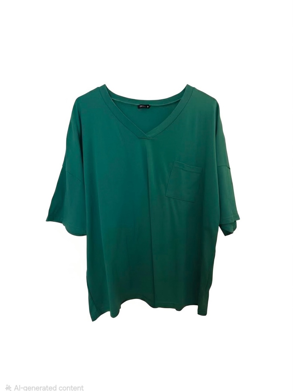 SHEIN Emerald Green V-Neck Pocket Tee